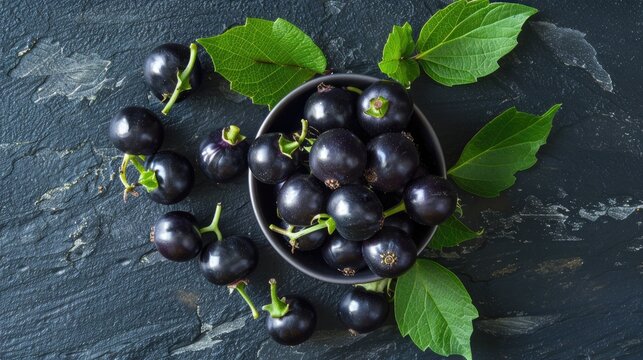 European Black Nightshade or Leunca Fruit Flat Lay or Top View