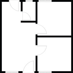 Obraz premium Black and White floor plan of a modern unfurnished house for your design. Suburban house vector blueprint. Architectural background