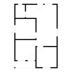 Black and White floor plan of a modern unfurnished house for your design. Suburban house vector blueprint. Architectural background