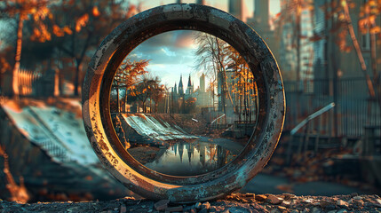 Landscape seen through glasses and lenses