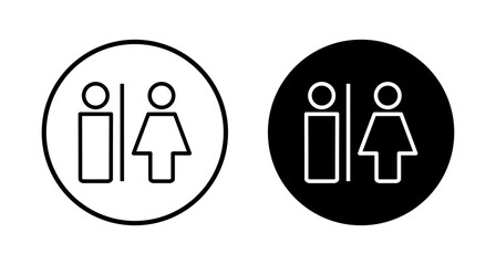 Toilet icon vector isolated on white background. Toilet sign. Man and woman restroom sign vector. Male and female icon