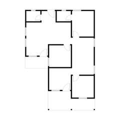Black and White floor plan of a modern unfurnished house for your design. Suburban house vector blueprint. Architectural background © FR.HUNIAN