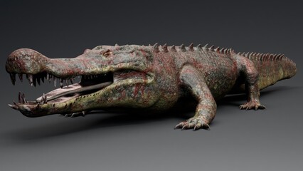 Deinosuchus Big Crocodile Model of background, 3d rendering