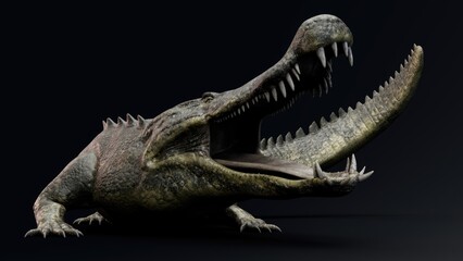 Deinosuchus Big Crocodile Model of background, 3d rendering