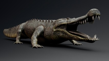 Deinosuchus Big Crocodile Model of background, 3d rendering