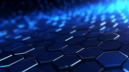Fototapeta premium Abstract futuristic hexagonal grid background in blue tones, suitable for technology, digital, and innovation-themed designs.