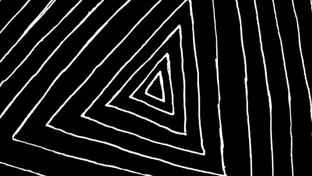 White wiggly hand drawn ripple triangle outline pattern doodle overlay animation 