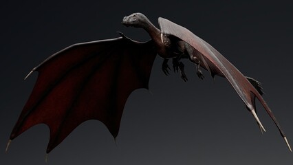 Fototapeta premium Iron Fire Dragon Realistic Model of background, 3d rendering