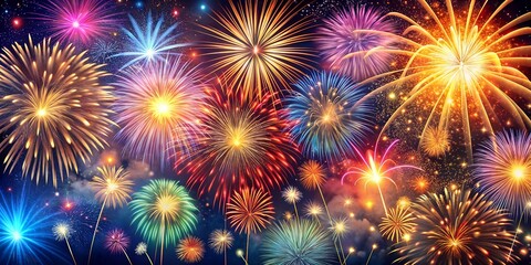 Abstract colored firework black background