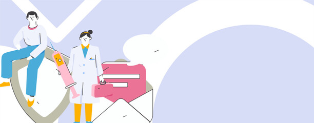 Doctor examines patient flat vector concept operation hand drawn illustration
