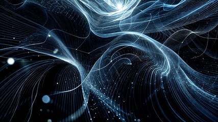 Obraz premium blue wavy lines on black background.