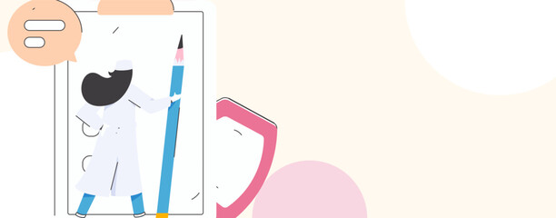 Doctor examines patient flat vector concept operation hand drawn illustration
