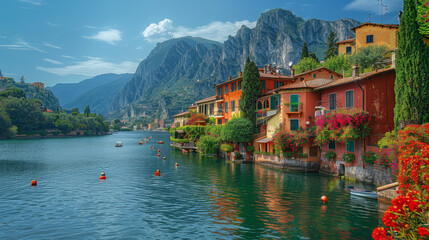 Fototapeta premium beautiful italy landscape scene for holiday created with Generative AI technology