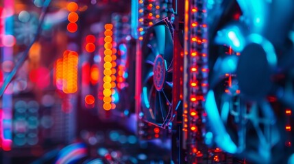 Vibrant bolts of electricity strike a maze of mining rigs making it clear that crypto mining is not just a virtual activity but one that requires substantial energy resources.