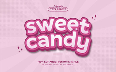 Sweet Candy 3D Cartoon Editable Text Effect Template Style Premium Vector