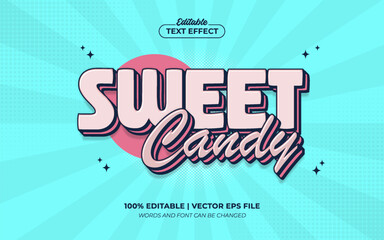 Sweet Candy 3D Cartoon Editable Text Effect Template Style Premium Vector