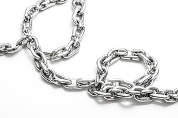 Fototapeta premium Silver Chain Link on White Background