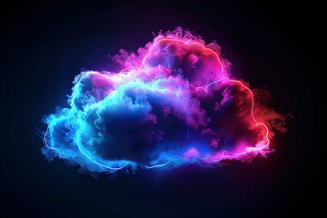 Neon style cloud isolated on black