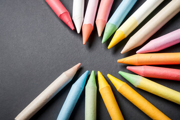 Colorful Chalk Sticks on Black Background