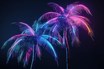 Neon style palm trees