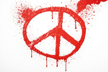 Red Peace Sign Splashes and Drips