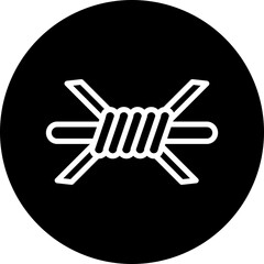 Barbed Wire Line White Circle Black Icon Design