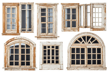 Fototapeta premium Collection of Vintage Wooden Windows