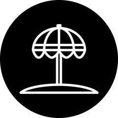 Beach Umberella Line White Circle Black Icon Design