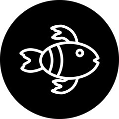 Tropical Fish Line White Circle Black Icon Design