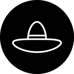 Sun Hat Line White Circle Black Icon Design
