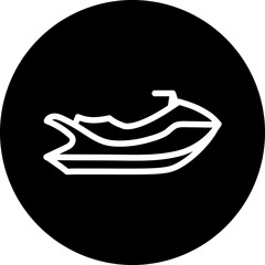 Jet Ski Line White Circle Black Icon Design
