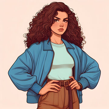 ilustraci&oacute;n de mujer empoderada con los brazos sobre la cadera