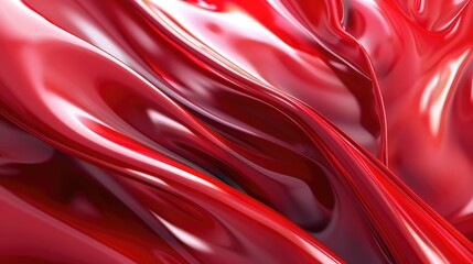 Vibrant Red Swirling Textures with Glossy Beads
