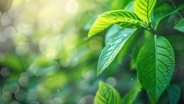 nature of green leaf in garden at summer. seamless looping overlay 4k virtual video animation background
