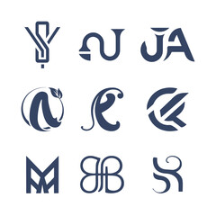Modern letter logo design set collection