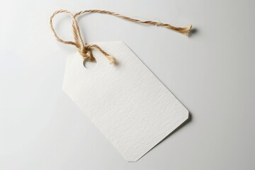 Blank Tag on White T-Shirt Against White Background