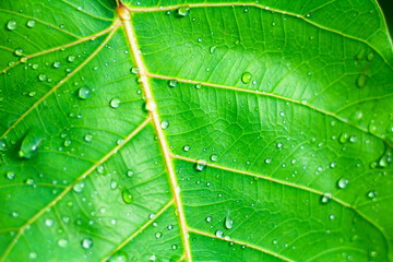 green leaves with water drops