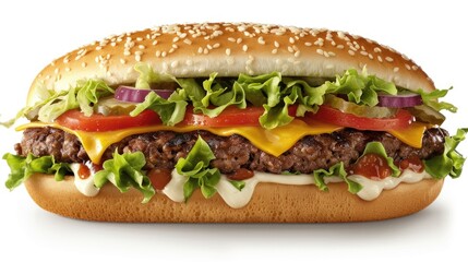 Isolated white background image of a traditional hamburger