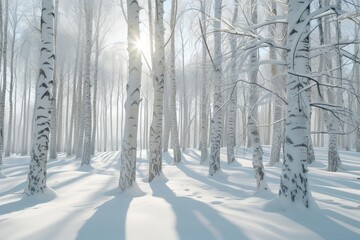 birch grove in winter