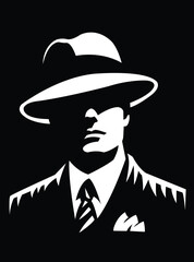 Mafia Mobster Gangster Silhouette Logo