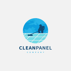 solar panel cleaning service logo design illustration
