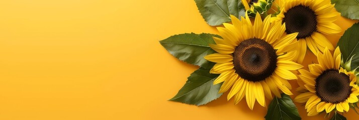 Obraz premium Sunflower background with copy space. Valentines day, mothers day, women's day concept. 
