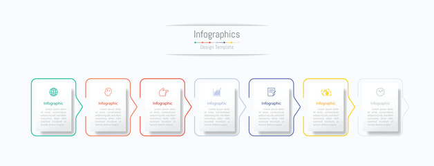 Infographic 7 options design elements for your business data. Vector Illustration.