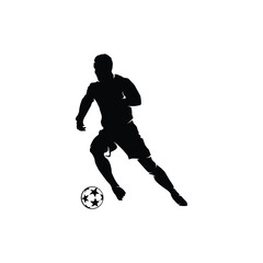 vector silhouette of a football player kicking the ball © Infinityart