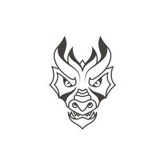 Dragon face head mascot logo design illustration 2