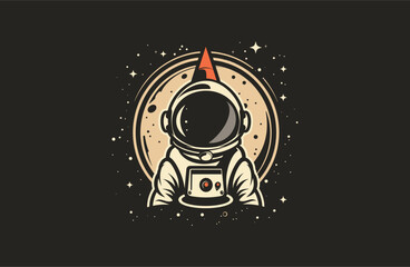 Astronaut logo design template vector illustration