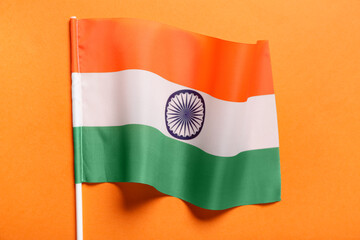 Flag of India on orange background