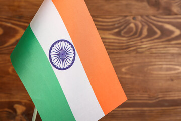 Flag of India on wooden background