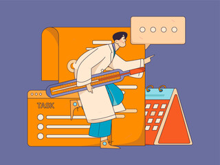 Doctor examines patient flat vector concept operation hand drawn illustration
