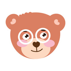 Emoticon sticker little bear coloring brown. cute bear